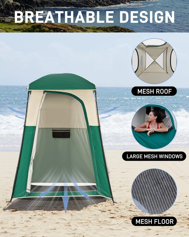 Alt view image 4 of 7 - Shower Tent, Portable Privacy Tent Outdoor Camping 1/2 Room Toilet Tents with Shower Bag & Dressing Room for Travel Beach Tailgate