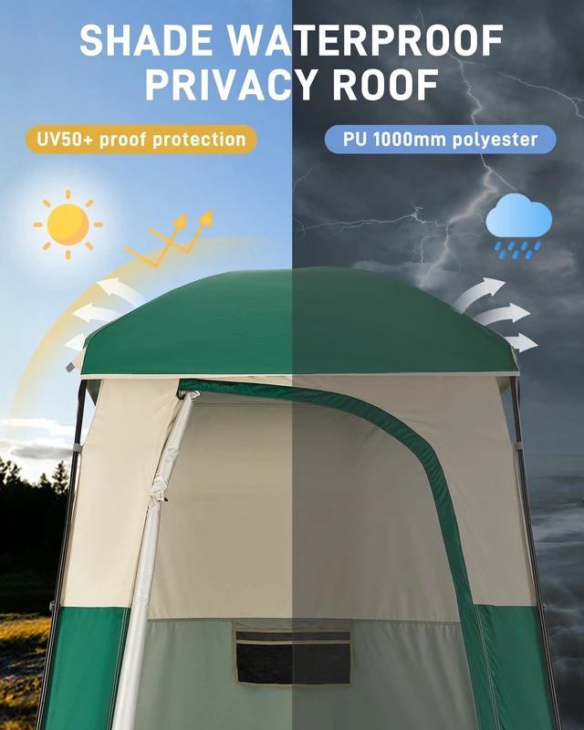 Alt view image 5 of 7 - Shower Tent, Portable Privacy Tent Outdoor Camping 1/2 Room Toilet Tents with Shower Bag & Dressing Room for Travel Beach Tailgate