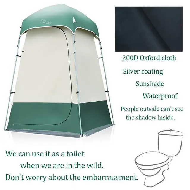 Alt view image 4 of 7 - Outdoor Shower Tent Changing Room Privacy Portable Camping Shelters (White+Green)