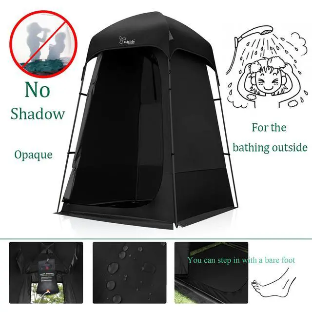 Alt view image 3 of 7 - Outdoor Shower Tent Changing Room Privacy Portable Camping Shelters (Black)