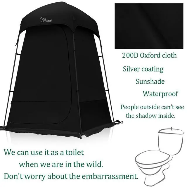 Alt view image 4 of 7 - Outdoor Shower Tent Changing Room Privacy Portable Camping Shelters (Black)