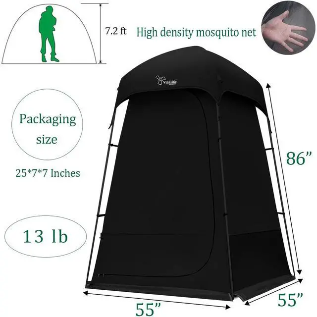 Alt view image 7 of 7 - Outdoor Shower Tent Changing Room Privacy Portable Camping Shelters (Black)