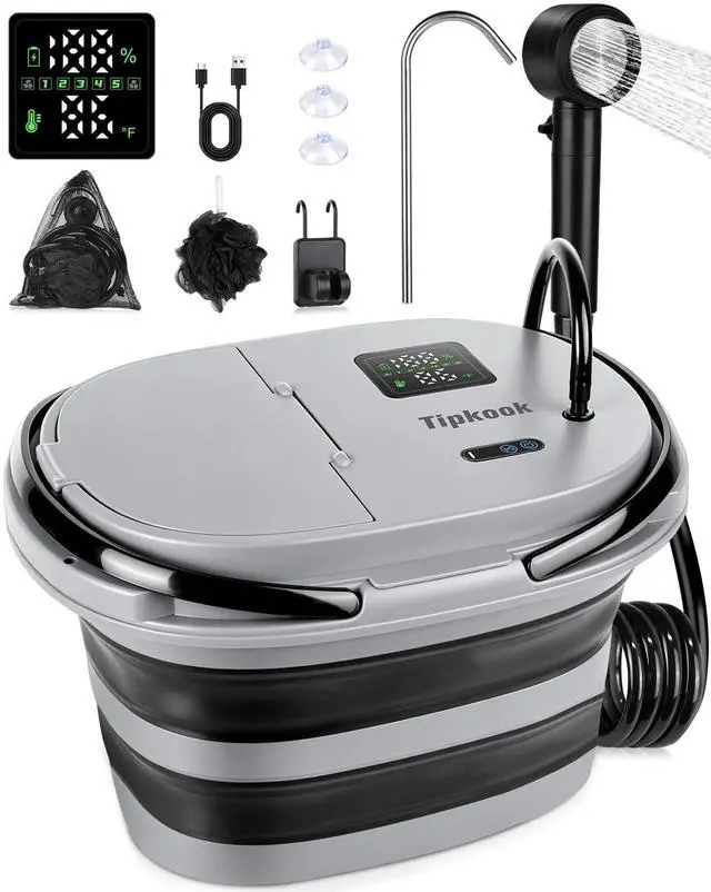 Main image of Portable Integrated Camping Shower with 20L Bucket,13000mAh Battery Powered Shower | High-Pressure Flow Camping Shower with LED Display, Fruit Wash Mode, IPX8 Waterproof & 5-Speed,Portable for Travel