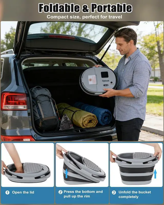Alt view image 5 of 7 - Portable Integrated Camping Shower with 20L Bucket,13000mAh Battery Powered Shower | High-Pressure Flow Camping Shower with LED Display, Fruit Wash Mode, IPX8 Waterproof & 5-Speed,Portable for Travel