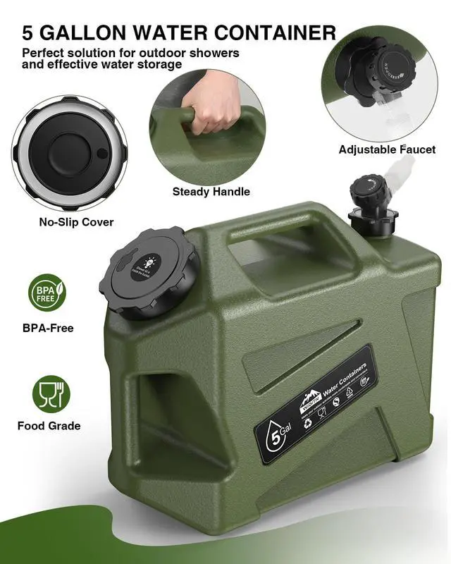Alt view image 4 of 6 - Portable Camping Shower with 5-Gal Water Jug Powerful Spray | Electric Rechargeable Camping Shower, Food Grade Water Containers, Outdoor Camp Pump for Hiking Beach, Travel, Pet Bath