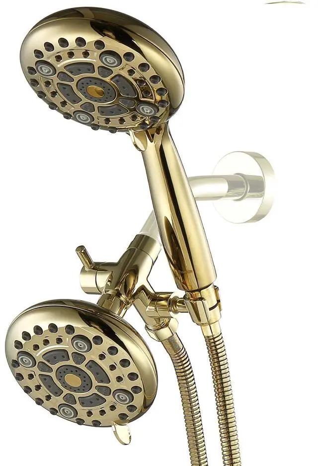 Main image of 6×6 Spray Modes Dual Shower Head with Handheld(Polished Gold) | High Pressure, 6×6 Spray Modes, Polished Gold Finish, All Installation Tools Included