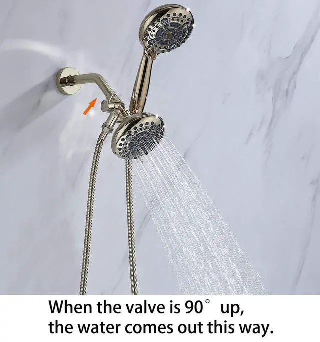 Alt view image 5 of 7 - 6×6 Spray Modes Dual Shower Head with Handheld(Polished Gold) | High Pressure, 6×6 Spray Modes, Polished Gold Finish, All Installation Tools Included