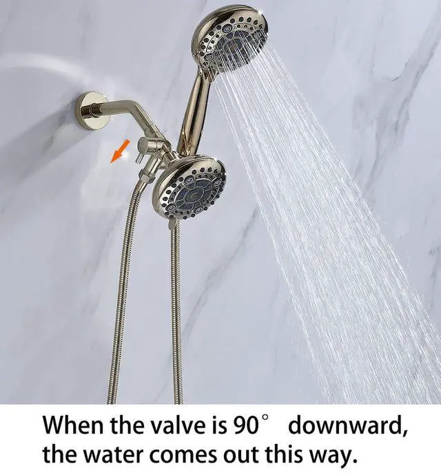 Alt view image 7 of 7 - 6×6 Spray Modes Dual Shower Head with Handheld(Polished Gold) | High Pressure, 6×6 Spray Modes, Polished Gold Finish, All Installation Tools Included