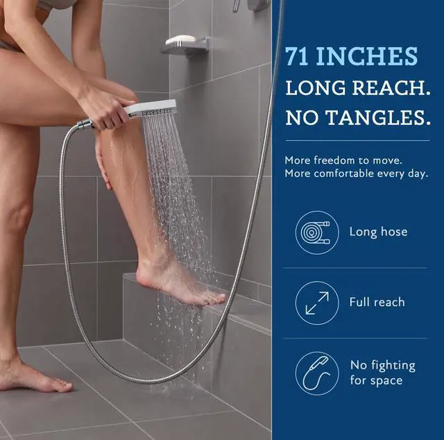 Alt view image 5 of 7 - All Metal 12" Rain Shower Head with Handheld for Bathroom Upgrade | All Metal, Built to Last, Easy Install, Adjustable Height & Angle for All Heights, Extra Long Hose, Modern Upgrade