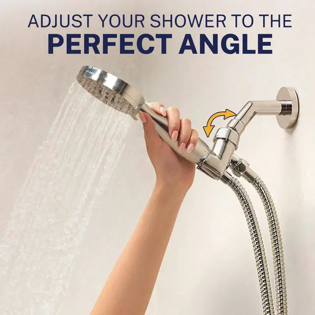 Alt view image 5 of 7 - Solid Metal 3-Spray Handheld Shower Head with Long Hose and Holder - CHROME - 2.5 GPM High Pressure Shower Head with Handheld Sprayer - WIDE, MASSAGE, and MIST Sprays