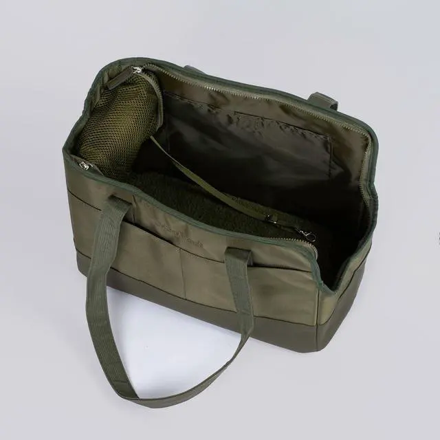 Alt view image 5 of 7 - OSKAR & FRIENDS Pet Carrier Tote Bag for Small Dogs & Cats Fully Closable Mesh, Vegan Leather, Sherpa Pad Stylish Dog Purse Carrier for Pets Up to 20 lbs
