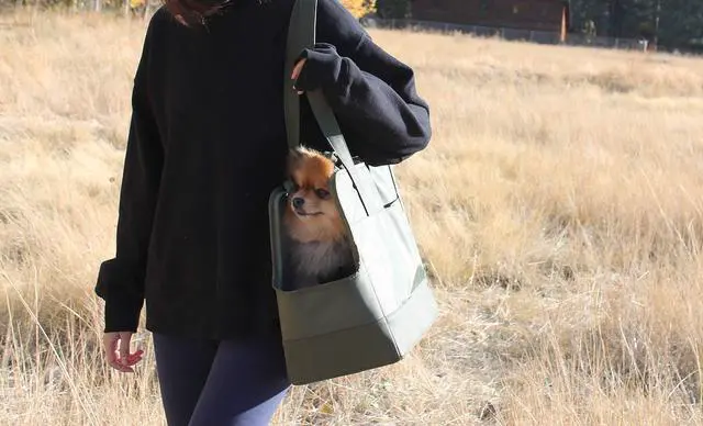 Alt view image 6 of 7 - OSKAR & FRIENDS Pet Carrier Tote Bag for Small Dogs & Cats Fully Closable Mesh, Vegan Leather, Sherpa Pad Stylish Dog Purse Carrier for Pets Up to 20 lbs