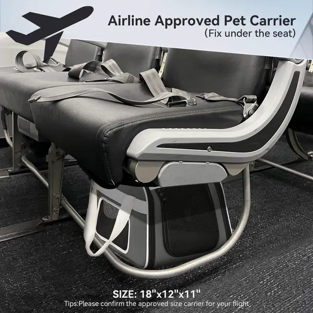 Alt view image 3 of 7 - Cat Carrier with Wheels, Removable Spinner Wheels, Up to 13 lb | Fits pets up to 15 L x 8 H in and 13 lb; removable spinner wheels, anti-sag frame, 4-sided mesh, safety tether and locks.