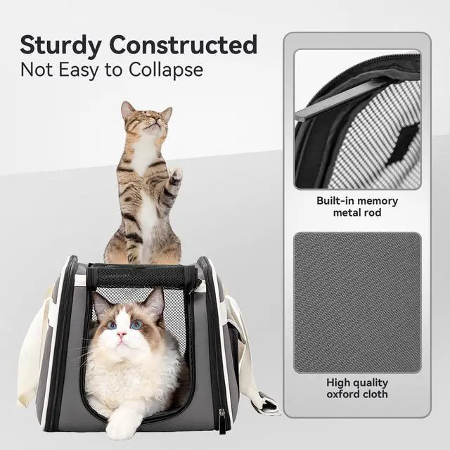 Alt view image 5 of 7 - Cat Carrier with Wheels, Removable Spinner Wheels, Up to 13 lb | Fits pets up to 15 L x 8 H in and 13 lb; removable spinner wheels, anti-sag frame, 4-sided mesh, safety tether and locks.