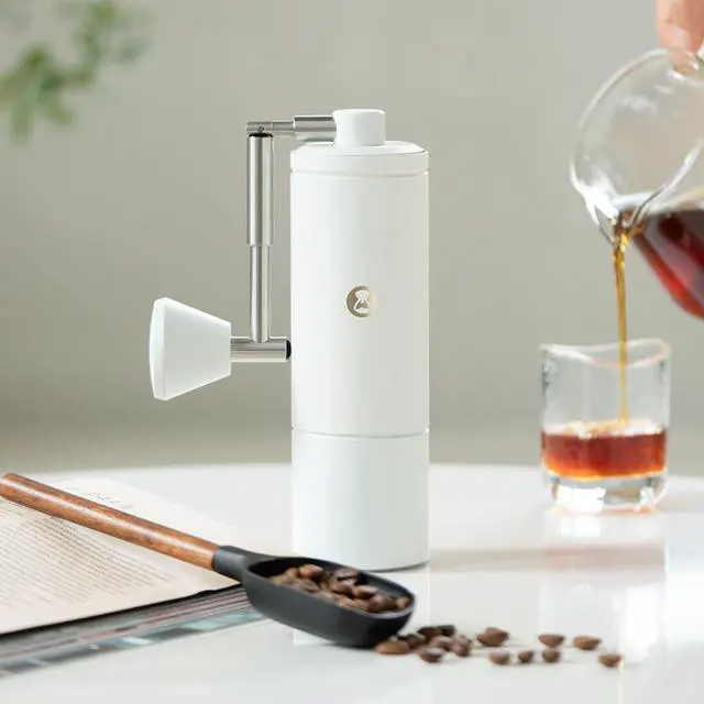Alt view image 3 of 6 - C5 Pro Manual Coffee Grinder with S2C-042 Conical Burr, 0.031mm Precision Adjustment, Expanded Bean Container, All-Metal Portable Hand Coffee Mill for Espresso/French Press/Pour Over - White