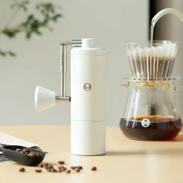 Alt view image 4 of 6 - C5 Pro Manual Coffee Grinder with S2C-042 Conical Burr, 0.031mm Precision Adjustment, Expanded Bean Container, All-Metal Portable Hand Coffee Mill for Espresso/French Press/Pour Over - White