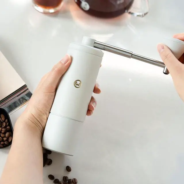 Alt view image 5 of 6 - C5 Pro Manual Coffee Grinder with S2C-042 Conical Burr, 0.031mm Precision Adjustment, Expanded Bean Container, All-Metal Portable Hand Coffee Mill for Espresso/French Press/Pour Over - White