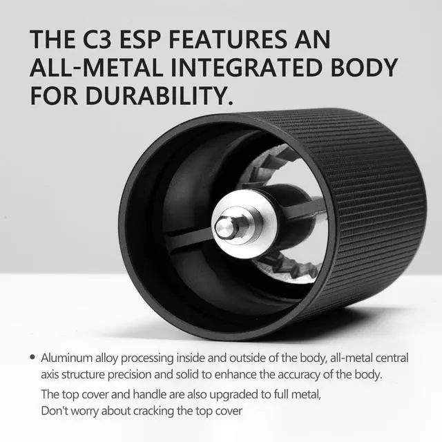 Alt view image 2 of 7 - Chestnut C3 ESP Manual Coffee Grinder, Stainless Steel S2C Portable Conical Burr Hand Coffee Grinder, Adjustable Grind Setting for Espresso to French Press - Black