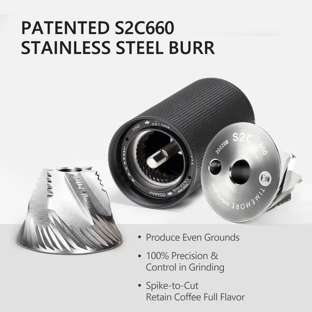 Alt view image 3 of 7 - Chestnut C3 ESP Manual Coffee Grinder, Stainless Steel S2C Portable Conical Burr Hand Coffee Grinder, Adjustable Grind Setting for Espresso to French Press - Black