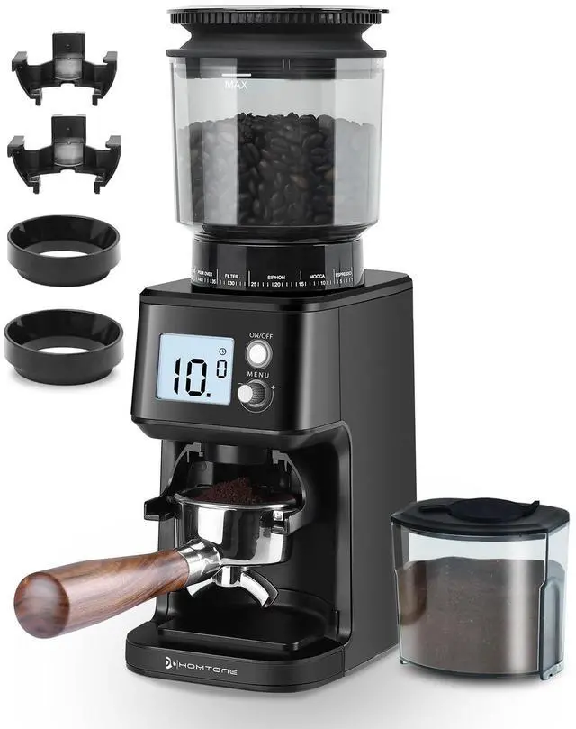 Main image of Conical Burr Espresso Coffee Grinder, 51 Precise Settings, Electric Mill with Portafilter Holder, 2-12 Cups Adjustable, Anti-static, Stainless Steel, 120V
