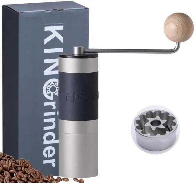 Main image of Sliver K2 Manual Coffee Grinder Straight Handle Stainless Burr | Supports grind settings for various brewing methods such as pour-over and espresso