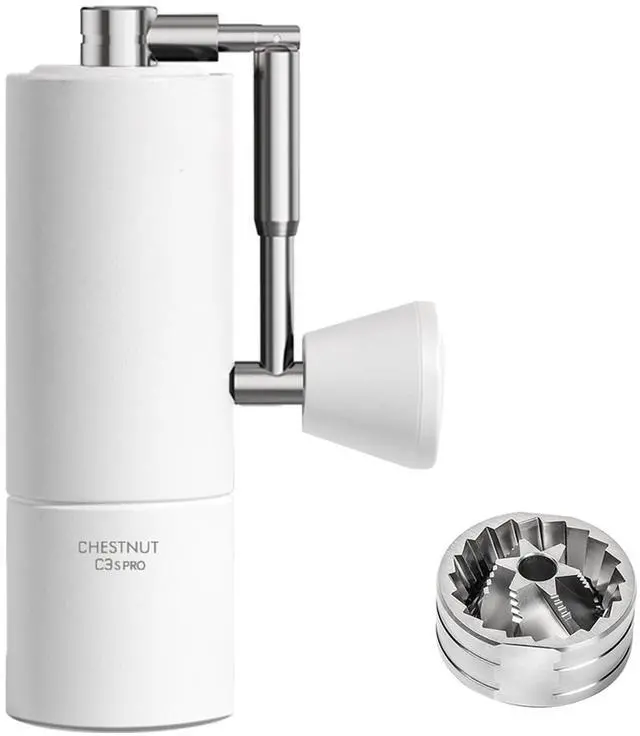 Main image of Chestnut C3S Pro Manual Coffee Grinder, Stainless Steel S2C Conical Burr Coffee Grinder, Hand Coffee Grinder with Foldable Handle, Adjustable Grind Setting for Travel/Camping/Home, White