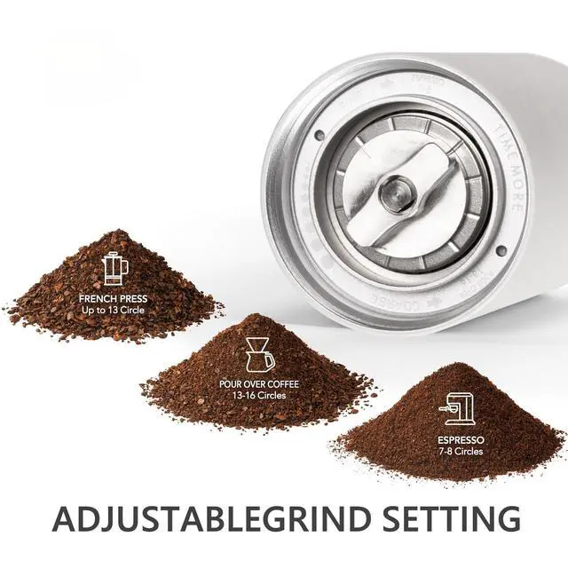 Alt view image 4 of 7 - Chestnut C3S Pro Manual Coffee Grinder, Stainless Steel S2C Conical Burr Coffee Grinder, Hand Coffee Grinder with Foldable Handle, Adjustable Grind Setting for Travel/Camping/Home, White