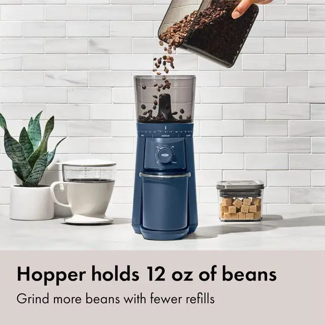 Alt view image 2 of 7 - Brew Conical Burr Electric Coffee Bean Grinder - 12 Oz, Storm Blue | Stainless Steel, One-Touch Automatic Smart Grind, 15 Settings For Espresso, French Press, Cold Brew
