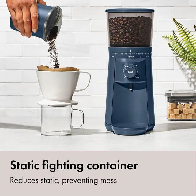 Alt view image 4 of 7 - Brew Conical Burr Electric Coffee Bean Grinder - 12 Oz, Storm Blue | Stainless Steel, One-Touch Automatic Smart Grind, 15 Settings For Espresso, French Press, Cold Brew