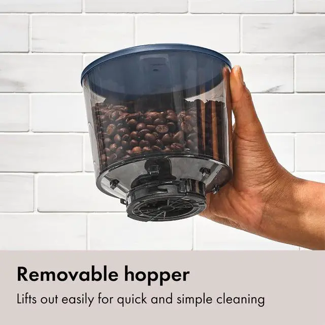 Alt view image 6 of 7 - Brew Conical Burr Electric Coffee Bean Grinder - 12 Oz, Storm Blue | Stainless Steel, One-Touch Automatic Smart Grind, 15 Settings For Espresso, French Press, Cold Brew