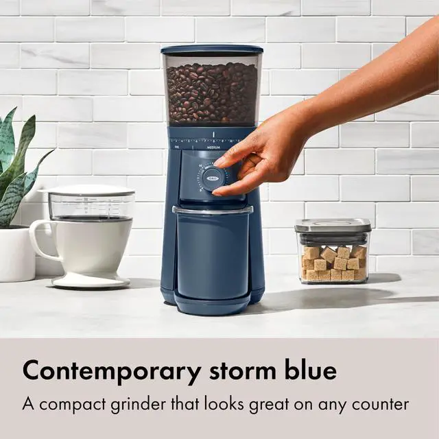 Alt view image 7 of 7 - Brew Conical Burr Electric Coffee Bean Grinder - 12 Oz, Storm Blue | Stainless Steel, One-Touch Automatic Smart Grind, 15 Settings For Espresso, French Press, Cold Brew