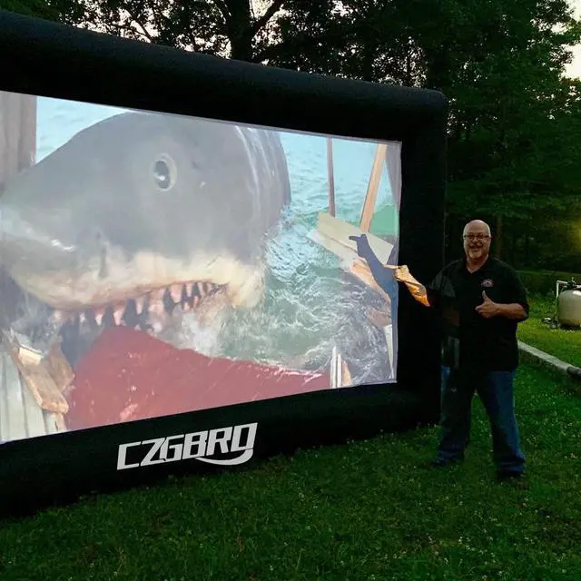 Alt view image 6 of 7 - Inflatable Projector Screen - 16FT Outdoor Movie Screen Blow Up for Movie Parties Backyard Outside with Air Blower and Carry Bag, Front and Rear Projection