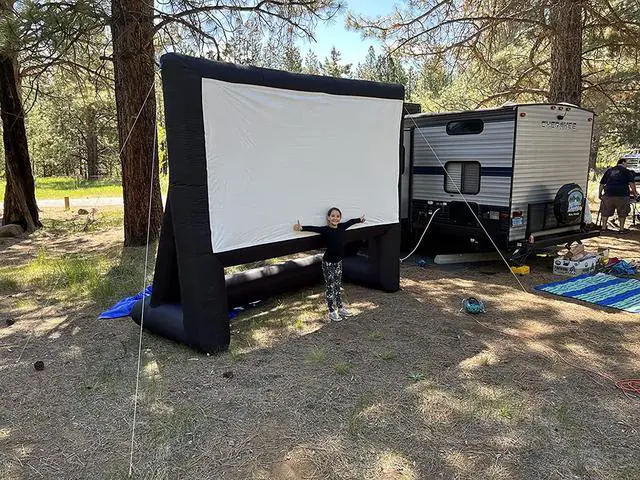Alt view image 5 of 5 - 16ft Inflatable Movie Screen Outdoor Projector Screen with Air Blower - Front/Rear Projection, Easy Set Up Blow Up Screen for Backyards Movie Nights Party Fun