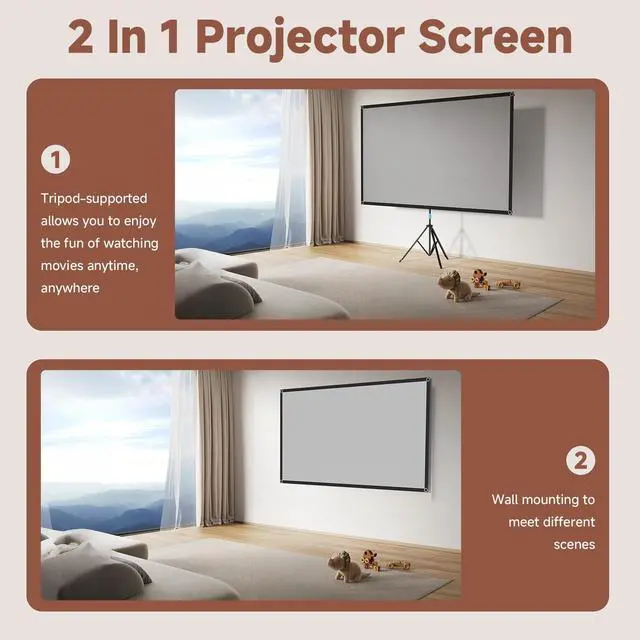 Alt view image 5 of 6 - Projector Screen with Stand, 80 Inch Portable Projector Screen Outdoor Indoor, 1.5 Gain ALR Projection Screen, Anti Light, 4K Ultra HD 16:9 Outdoor Movie PVC Screen for Movie Night (Grey Screen)