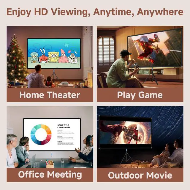 Alt view image 6 of 6 - Projector Screen with Stand, 80 Inch Portable Projector Screen Outdoor Indoor, 1.5 Gain ALR Projection Screen, Anti Light, 4K Ultra HD 16:9 Outdoor Movie PVC Screen for Movie Night (Grey Screen)