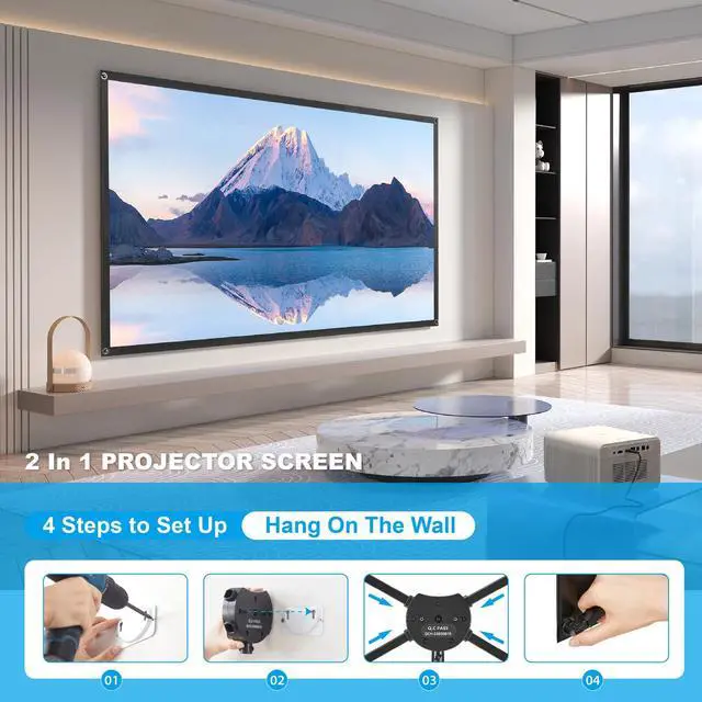 Alt view image 7 of 7 - Projector Screen with Stand, 100 Inch Outdoor Projection Screen 16:9 and Tripod Stand, Portable Projector Screen, 1.2 Gain, Lightweight and Compact, Easy Setup, Idea for Home Cinema, Backyard Party.