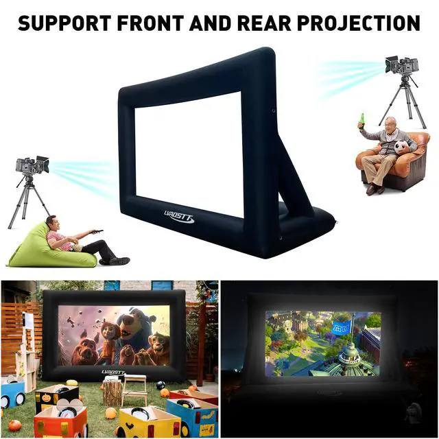Alt view image 4 of 7 - Inflatable Projector Screen, 16FT Blow Up Movie Screen Outdoor Projector, Easy Set Up One-piece Design Front & Rear Projection with Air Blower for Outside Backyard Family Movie Night Pool Party