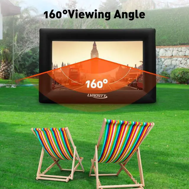 Alt view image 7 of 7 - Inflatable Projector Screen, 16FT Blow Up Movie Screen Outdoor Projector, Easy Set Up One-piece Design Front & Rear Projection with Air Blower for Outside Backyard Family Movie Night Pool Party