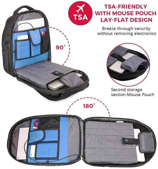 Alt view image 4 of 7 - Design TSA Business Laptop Backpack For Men,Travel Backpack With USB Charging Port,College Tech Backpacks With RFID Pockets Presents For Men Fits 15.6 Inch Computer | J16BT-1