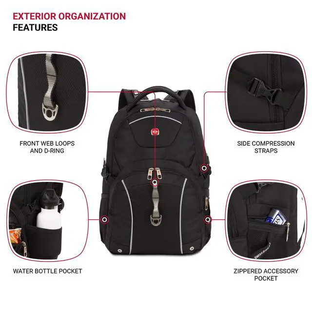 Alt view image 3 of 6 - 3258 Laptop Backpack, Fits Most 17 Inch Laptops, Secure Computer Sleeve for Travel, Work, School, Men's and Women's - Black