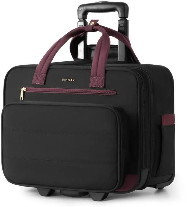 Main image of Puffer Rolling Laptop Briefcase Bag with Wheels For Women Work & Travel | Fits 16-Inch Computer Bag with Wheels, Water Resistant, TSA Friendly, 4 Pockets, Lockable Zippers, 3 Ways to Carry