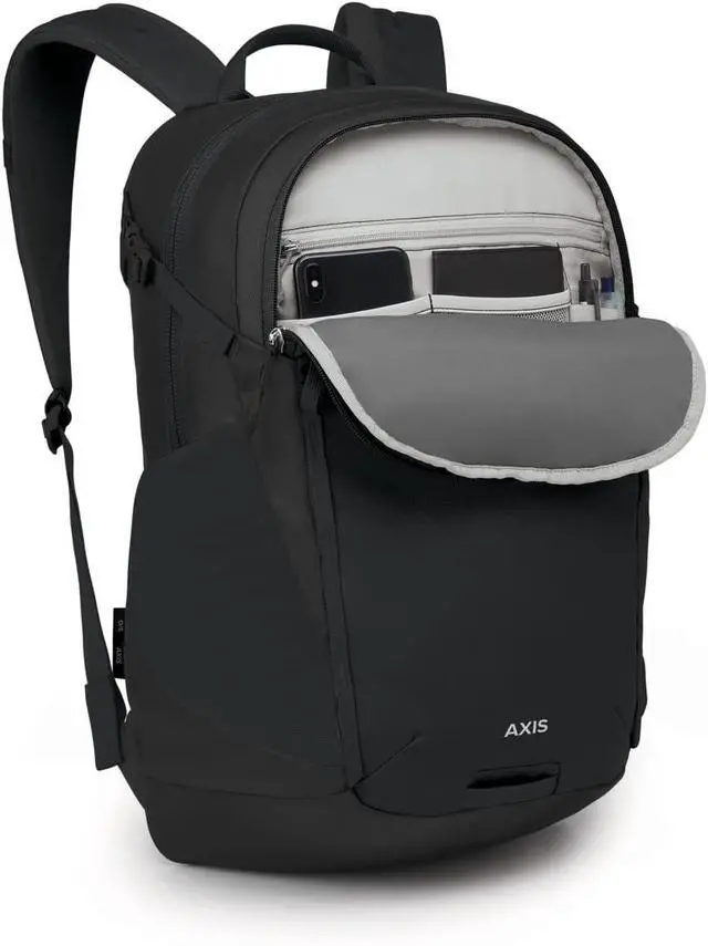 Alt view image 6 of 7 - Axis Laptop Backpack Sleek, Urban-Ready Everyday Pack with Laptop Sleeve, Dual Water Bottle Pockets, and Compression Straps Ideal for College, City Commutes, and Casual Travel, Black