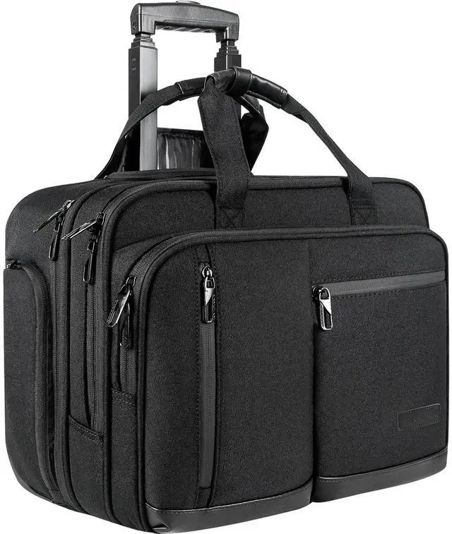 Main image of 17.3 Inch Rolling Laptop Bag, Waterproof Overnight Rolling Bags, Laptop Bags for Travel/Work/Business, Stylish Carry on Briefcase, Black | Overnight Rolling Bag, Stylish Carry on Briefcase