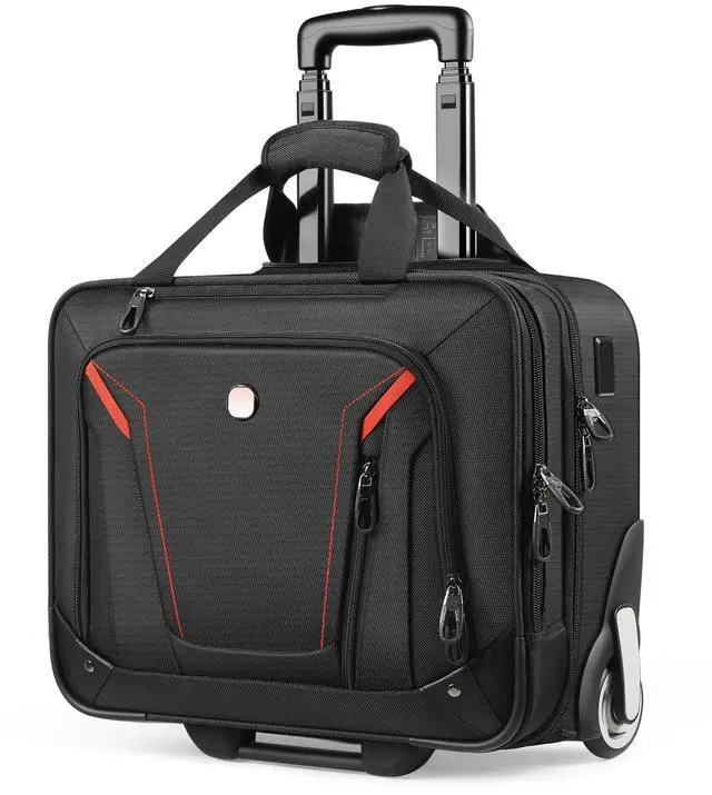 Main image of Rigid Frame Rolling Laptop Bag 18"×14"×8", Water-Resistant Rolling Briefcase with Wheels, Business Travel Computer Bag, Underseat Carry on Luggage for Men & Women