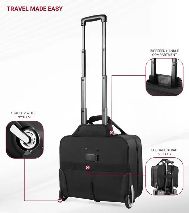 Alt view image 5 of 7 - Rigid Frame Rolling Laptop Bag 18"×14"×8", Water-Resistant Rolling Briefcase with Wheels, Business Travel Computer Bag, Underseat Carry on Luggage for Men & Women