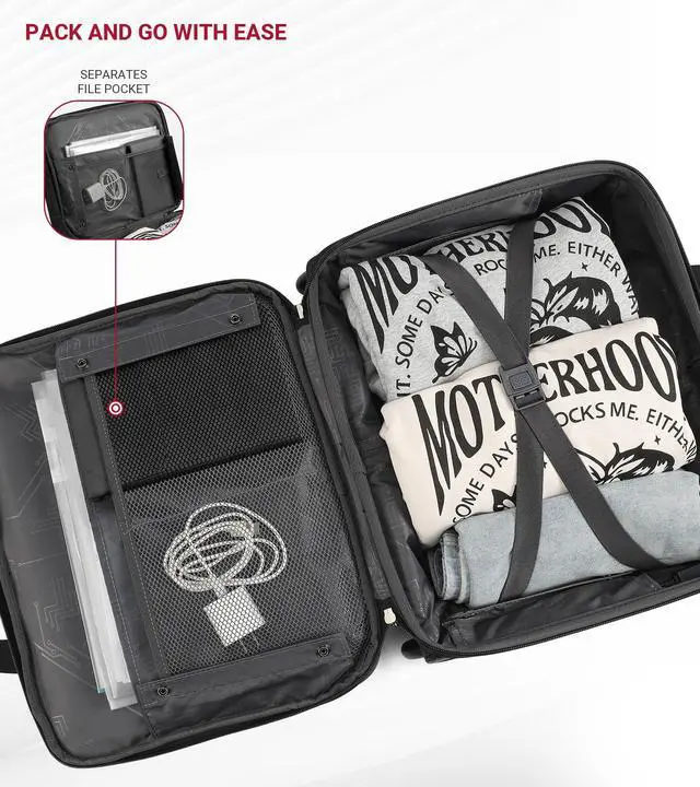 Alt view image 6 of 7 - Rigid Frame Rolling Laptop Bag 18"×14"×8", Water-Resistant Rolling Briefcase with Wheels, Business Travel Computer Bag, Underseat Carry on Luggage for Men & Women