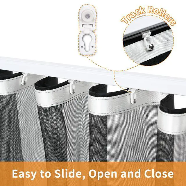 Alt view image 4 of 7 - Sliding Garage Door Screen with Track Closure - Retractable Privacy Curtain Keep Annoying Animals Out Easy Install Heavy Duty Fiberglass Mesh Net for Opening Garage Patio (Black, 16 ft x 7 ft)