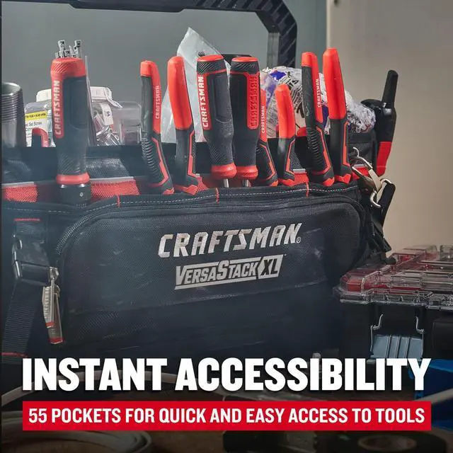 Alt view image 3 of 7 - VERSASTACK XL Tool Bag, 22.5, Durable Polyester, Black and Red (CMST21450)