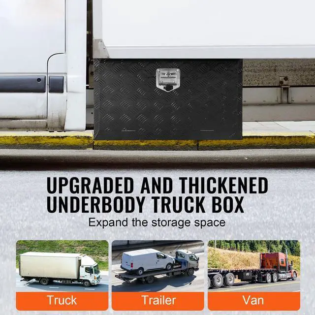 Alt view image 2 of 7 - Underbody Truck Box, 30"×14"×16" Pickup Storage Box, Heavy Duty Aluminum Diamond Plate Tool Box with Lock and Keys, Waterproof Trailer Storage Box with T-Handle Latch for Truck, Van, Trailer