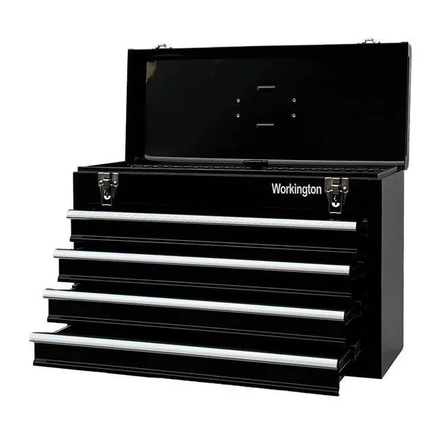 Alt view image 3 of 7 - Portable Metal Tool Chest with 4 Drawers, 20" 4-Drawer Tool Chest Cabinet with Ball Bearing Drawer Slides, Steel Tool Storage Box Organizer 4004 Black
